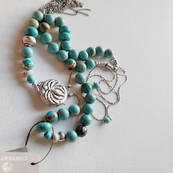 CHICO'S Convertible Beaded Turquoise-Hued Tassel Necklace - Picture 12 of 12